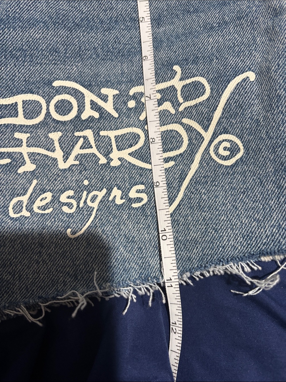 Ed Hardy Light Wash Denim Butterfly Jean Shorts with Logo - Picture 6 of 6